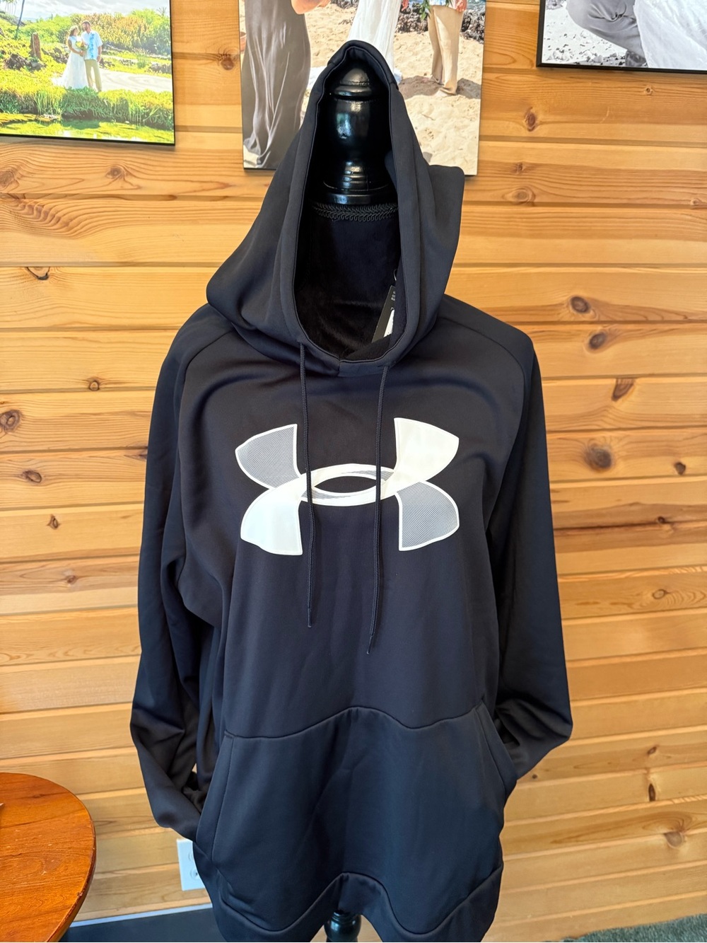 Under Armour Black Pullover Hoodie with Large White Logo